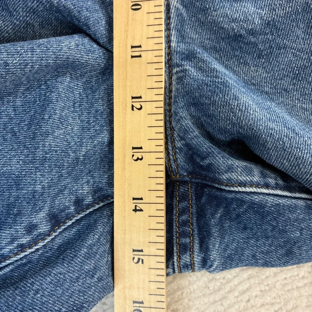 Good American Jeans Women 16 38x32 Blue Classic Straight Legs Whisker Distressed